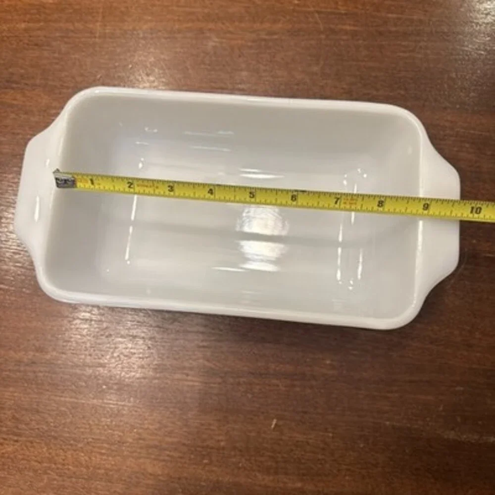 Vintage Anchor Hocking 441 Loaf Pan Baking Dish Vegetable Harvest Pattern 5x9